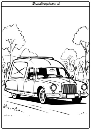 Rouwkleurplaat Rouwauto