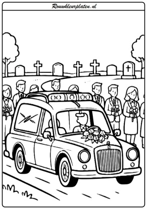 Rouwkleurplaat Rouwauto